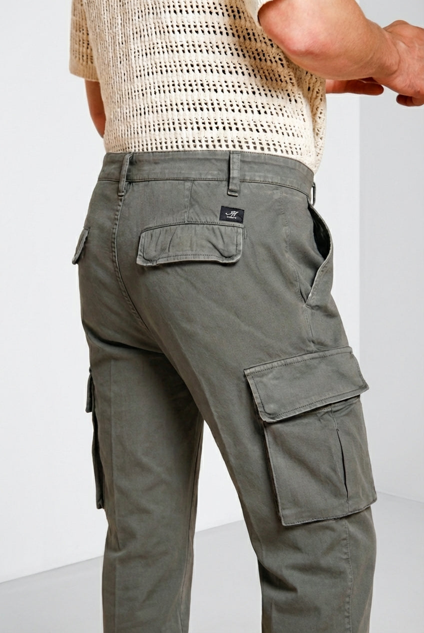 Chile pantalone cargo uomo in raso stretch extra slim fit ①