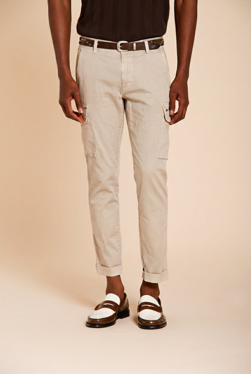 Chile pantalone cargo uomo in raso stretch extra slim fit ①