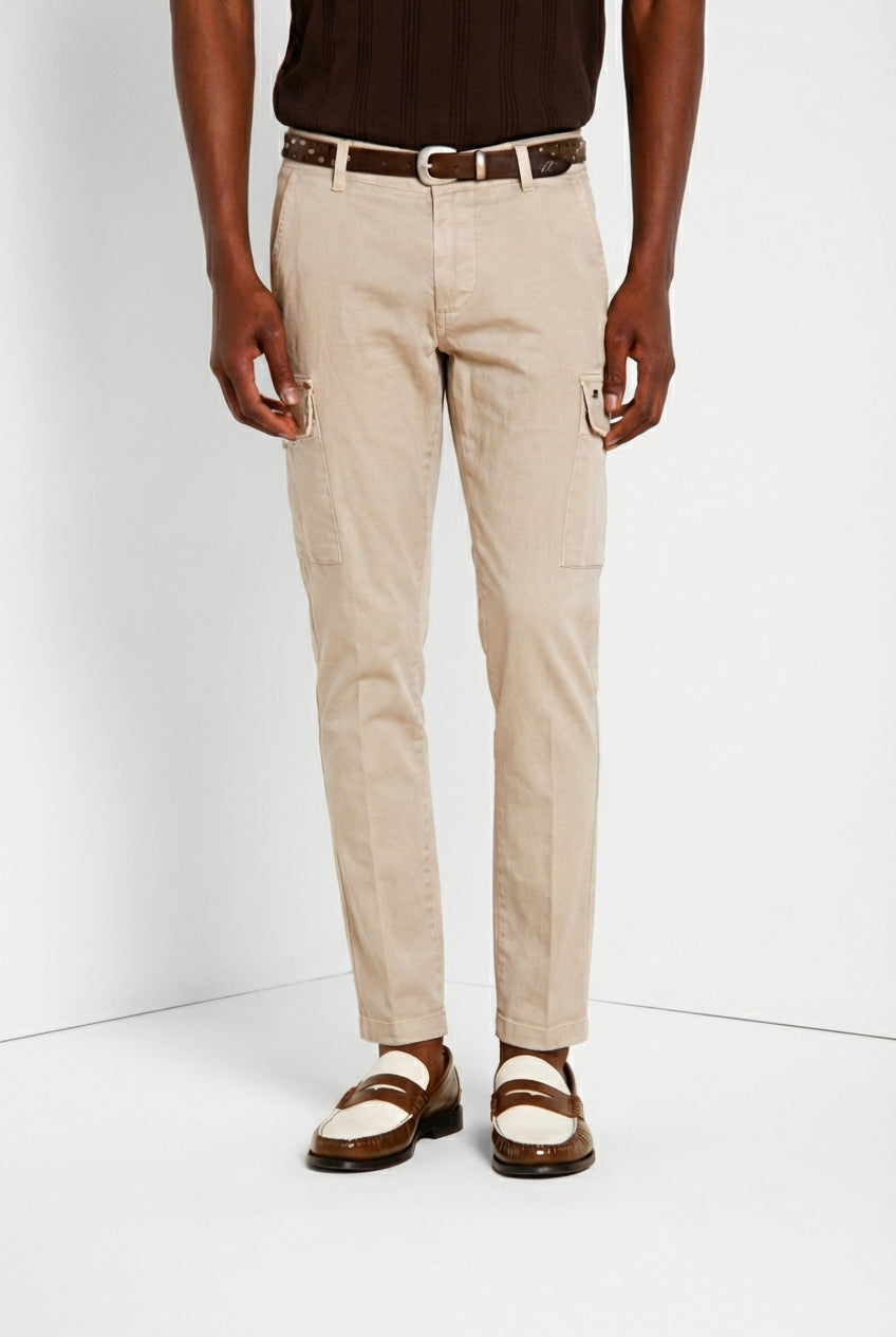 Chile pantalone cargo uomo in raso stretch extra slim fit ①