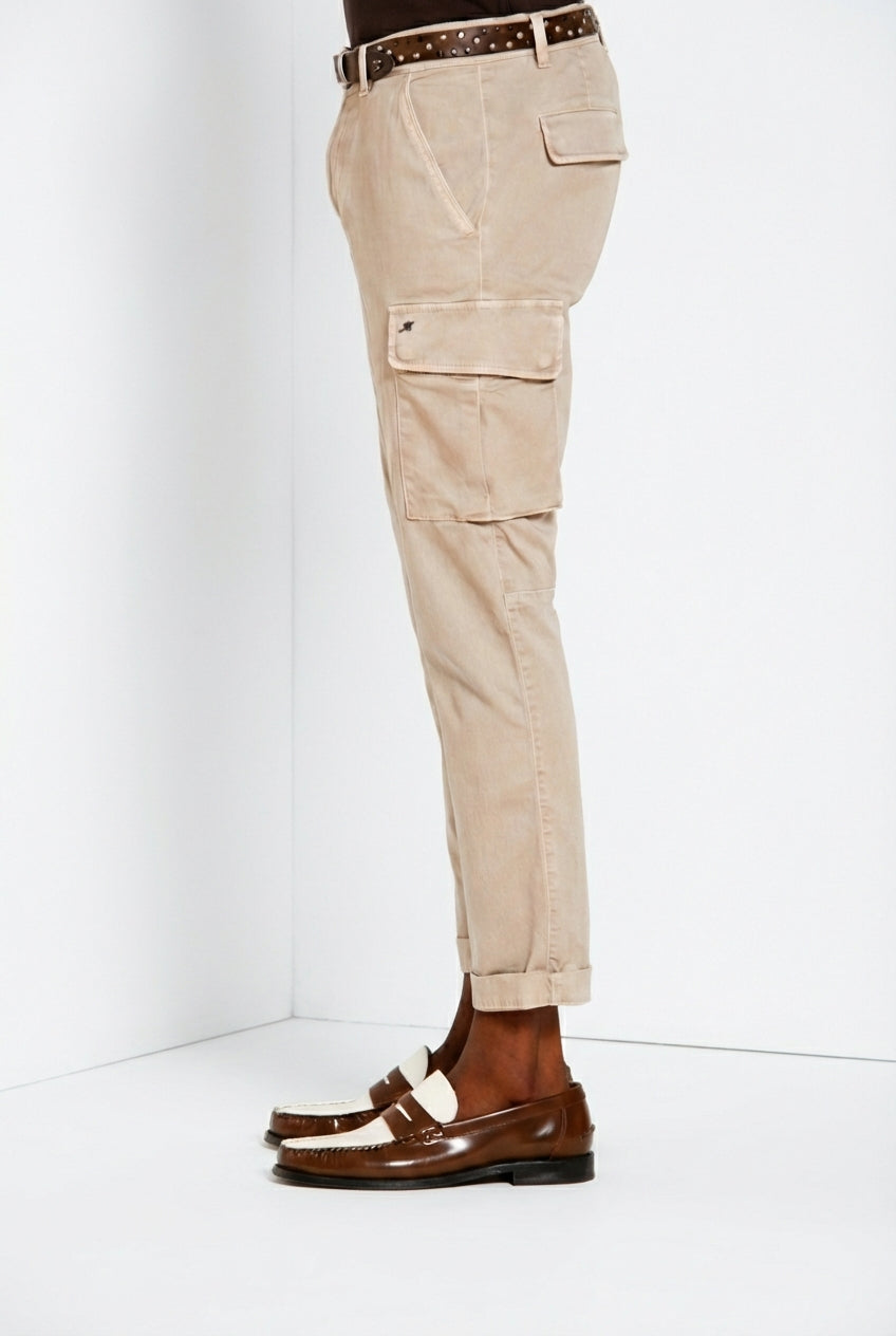 Chile pantalone cargo uomo in raso stretch extra slim fit ①