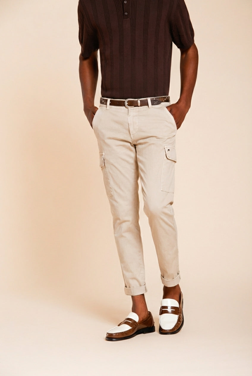 Chile pantalone cargo uomo in raso stretch extra slim fit ①