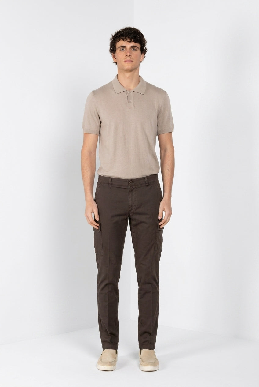 Chile pantalone cargo uomo in raso stretch extra slim fit ①