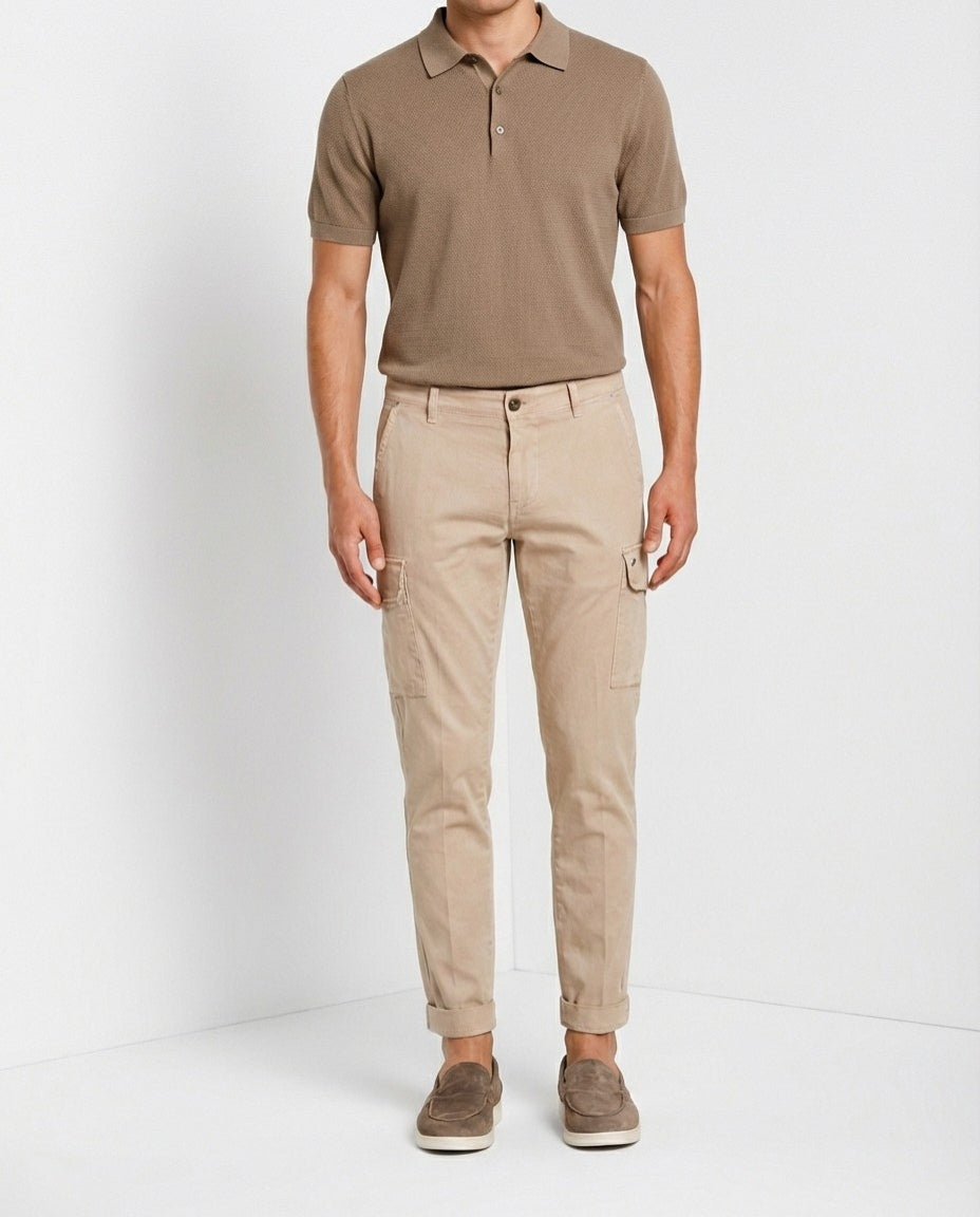 Chile pantalone cargo uomo in raso stretch extra slim fit ①