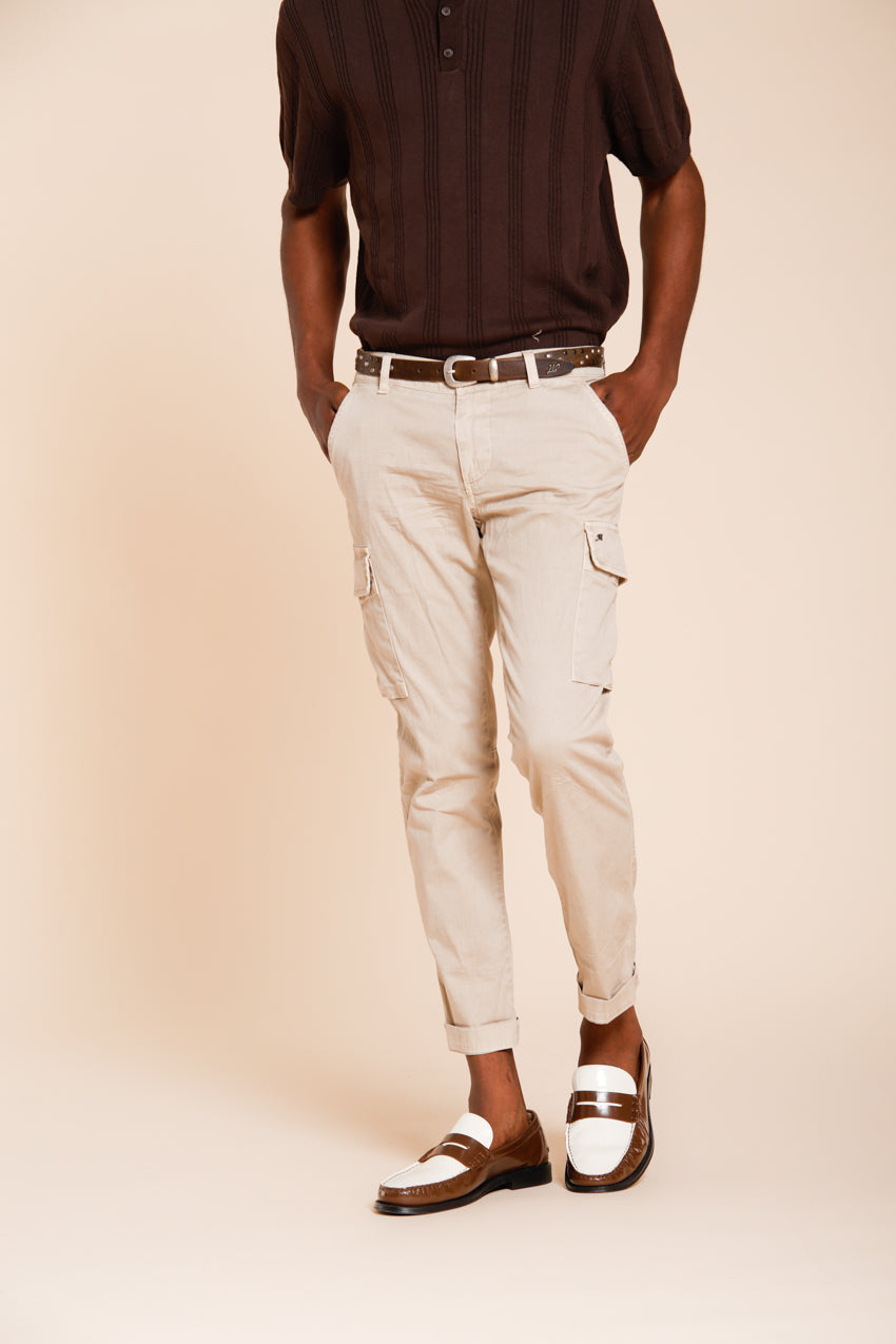 Chile pantalone cargo uomo in raso stretch extra slim fit ①