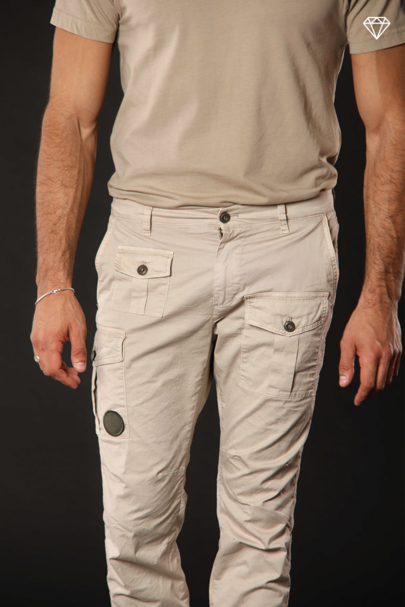 George Coolpocket pantalone cargo uomo in cotone pima leggero logo edition carrot fit ①