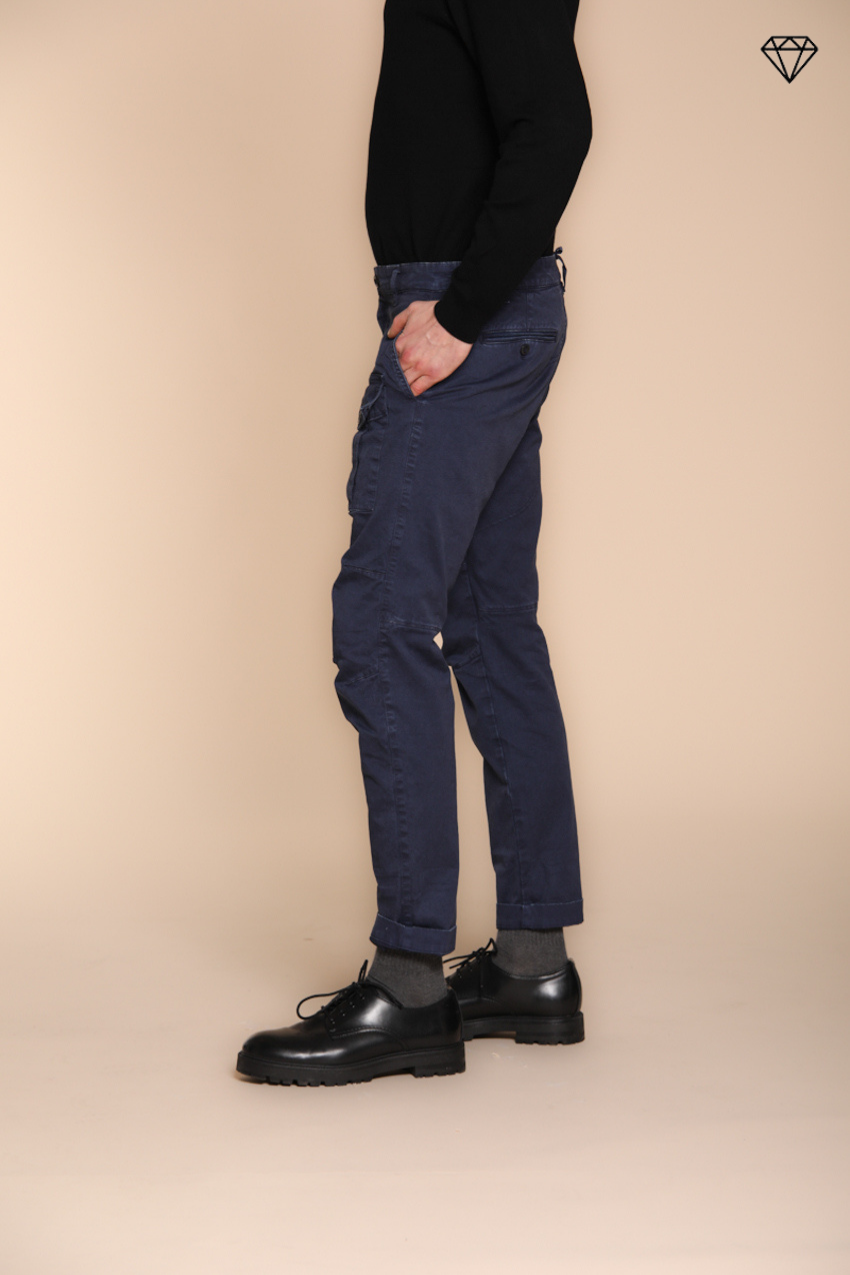 George Coolpocket pantalone cargo uomo in gabardina logo edition carrot fit ①
