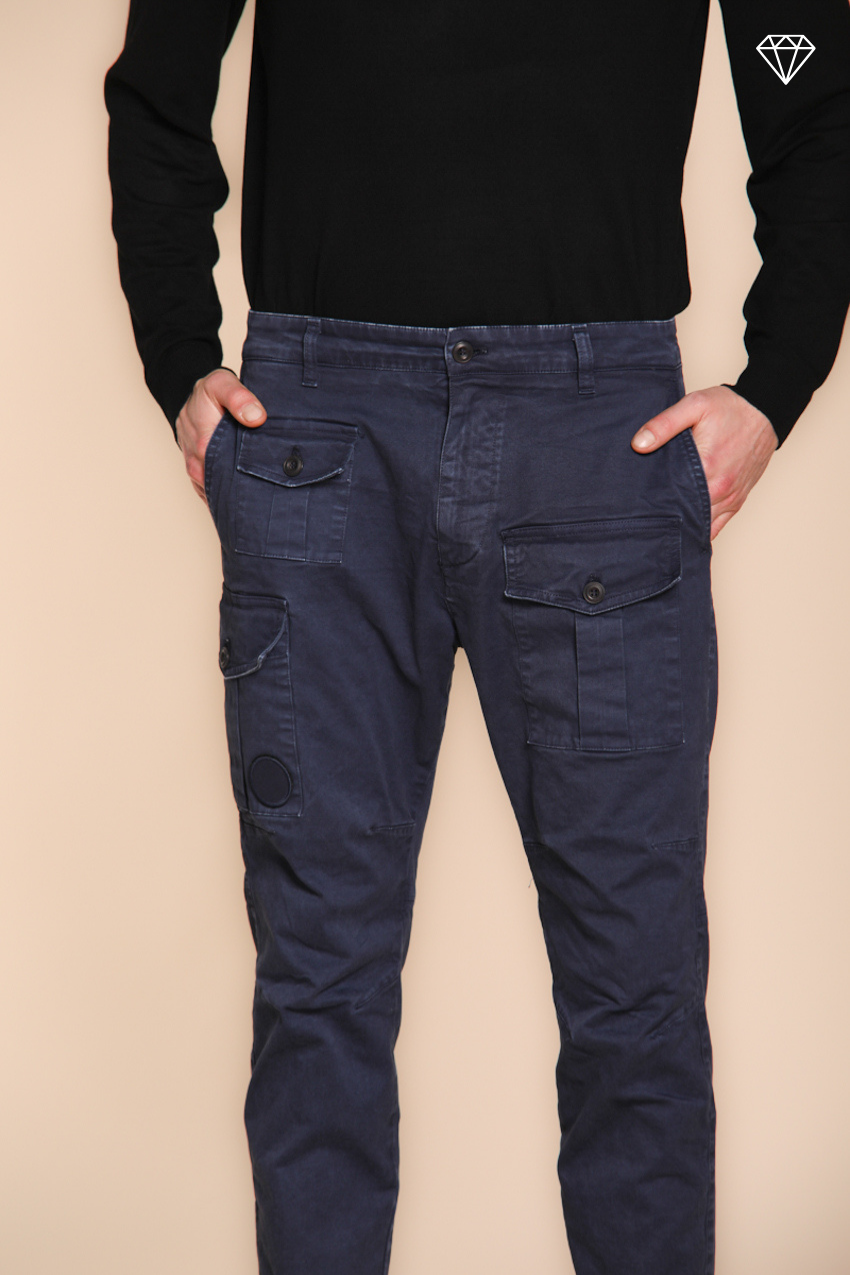 George Coolpocket pantalone cargo uomo in gabardina logo edition carrot fit ①