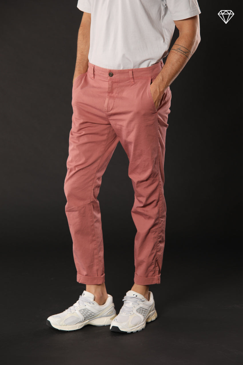 John Coolkhinos pantalone chino uomo in raso stretch logo edition carrot fit ①