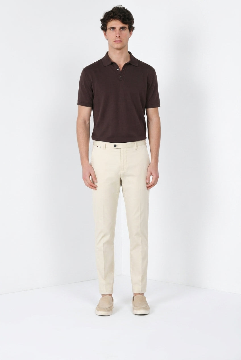 Osaka 1 Pince pantalone chino uomo in gabardina stretch carrot fit