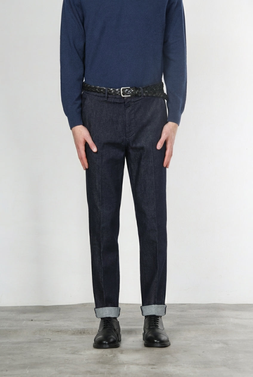 Chinos pantalone chino uomo in tecno denim stretch relaxed fit