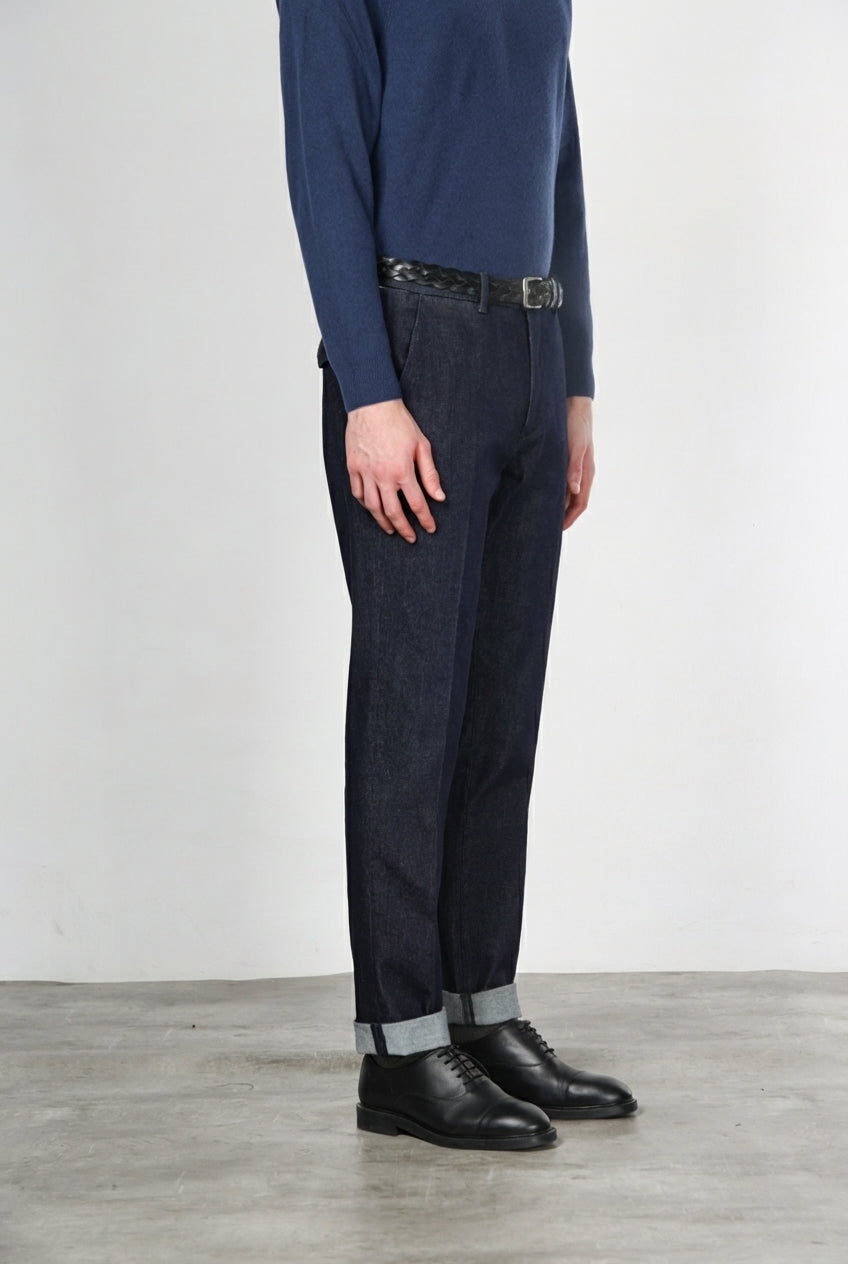 Chinos pantalone chino uomo in tecno denim stretch relaxed fit