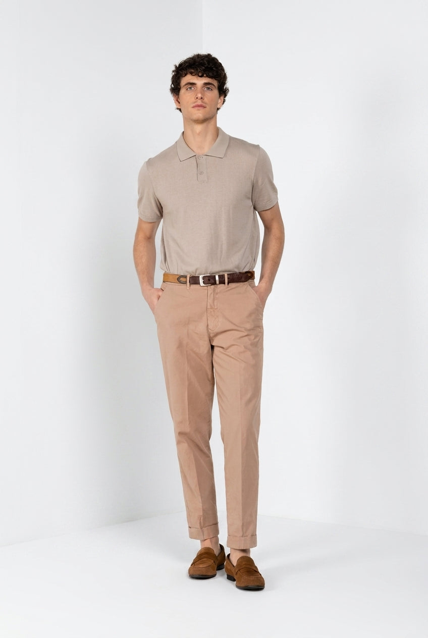Dettaglio vita pantalone chino uomo Chinos Mason's beige medio in canvas oxford SS26