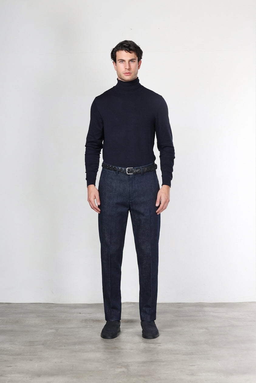 Pinces pantalone chino uomo in tecno denim stretch relaxed fit