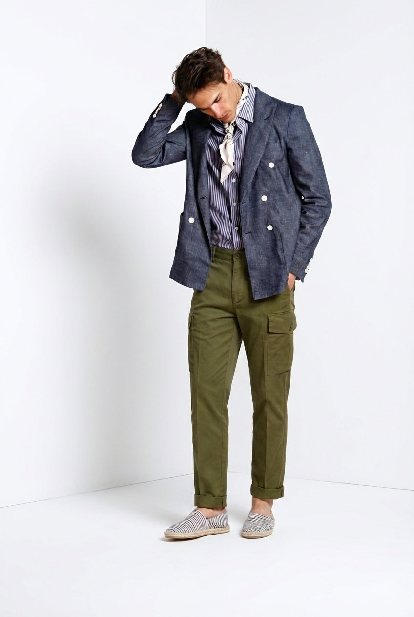 Cargo pantalone cargo uomo in twill leggero stretch relaxed fit