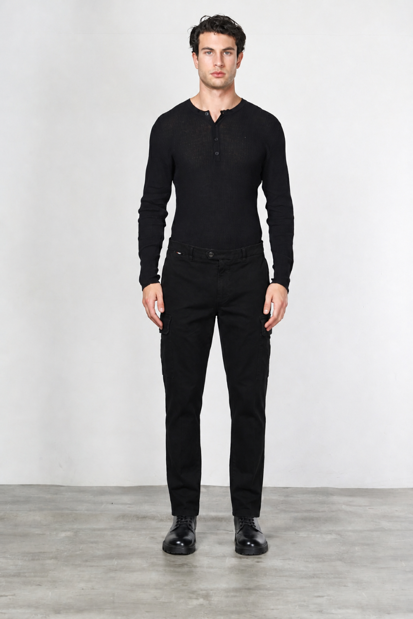 Chile pantalone cargo uomo in gabardina carrot fit