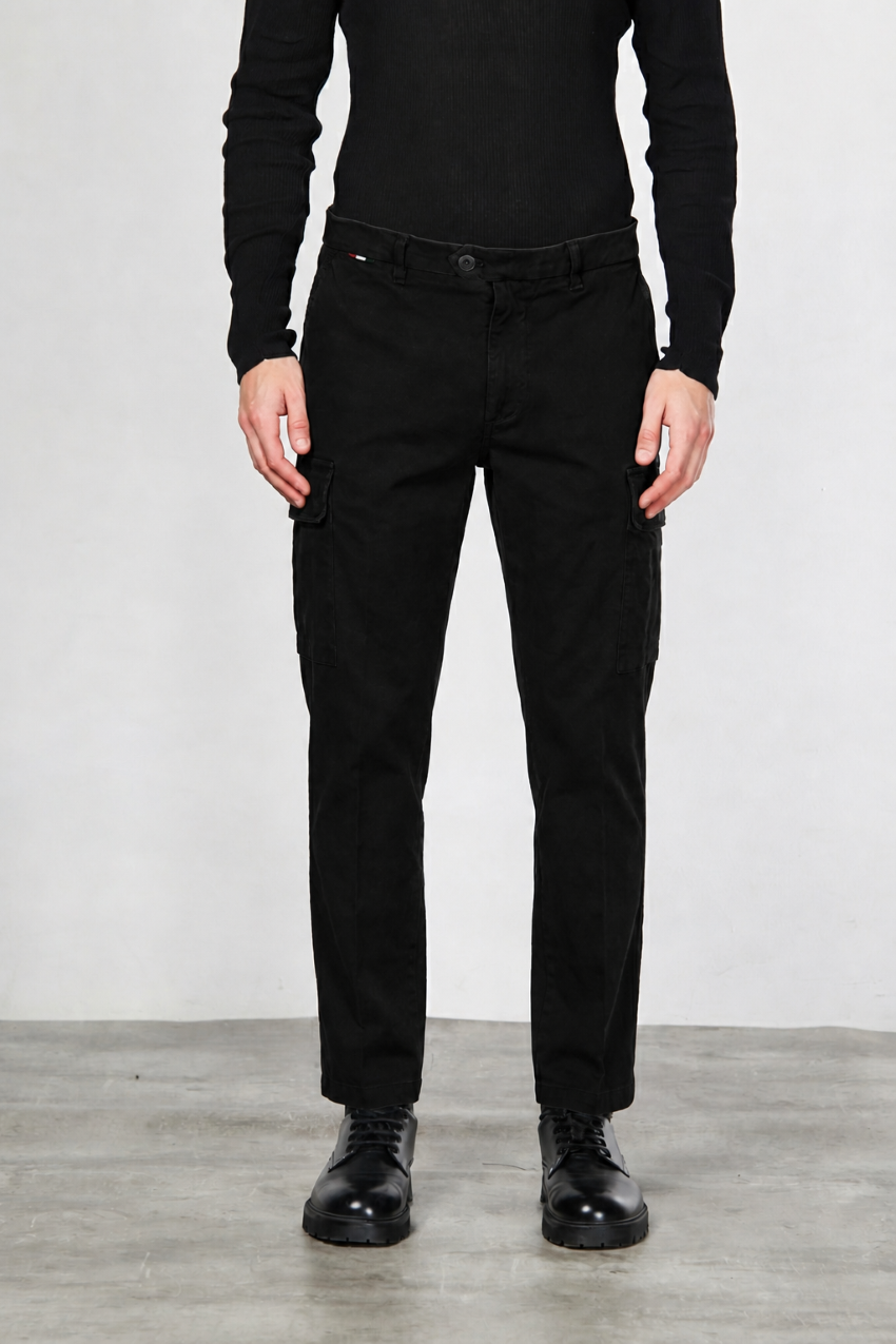 Chile pantalone cargo uomo in gabardina carrot fit
