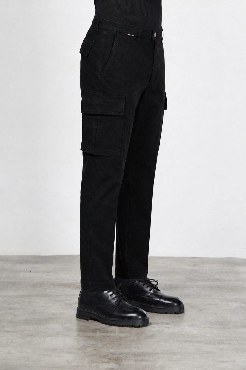 Chile pantalone cargo uomo in gabardina carrot fit