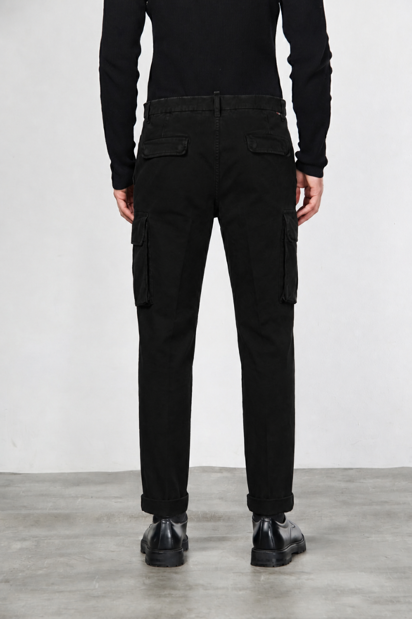 Chile pantalone cargo uomo in gabardina carrot fit