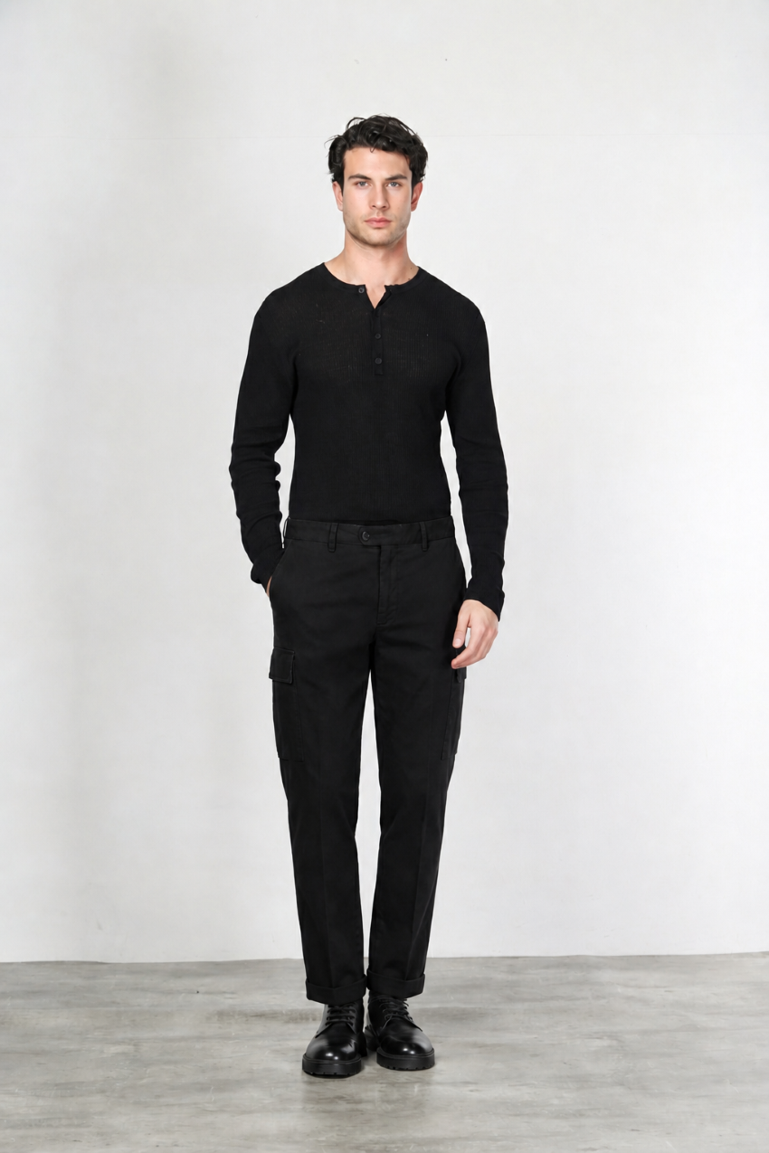 Chile pantalone cargo uomo in gabardina carrot fit