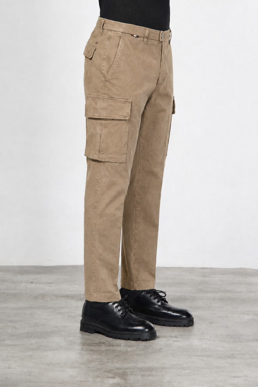 Chile pantalone cargo uomo in gabardina carrot fit