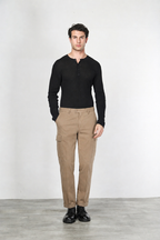 Chile pantalone cargo uomo in gabardina carrot fit