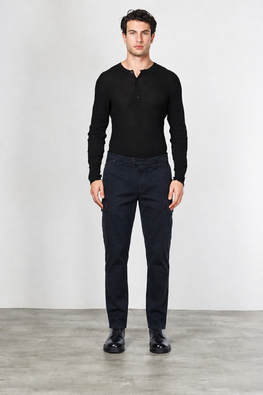 Chile pantalone cargo uomo in gabardina carrot fit