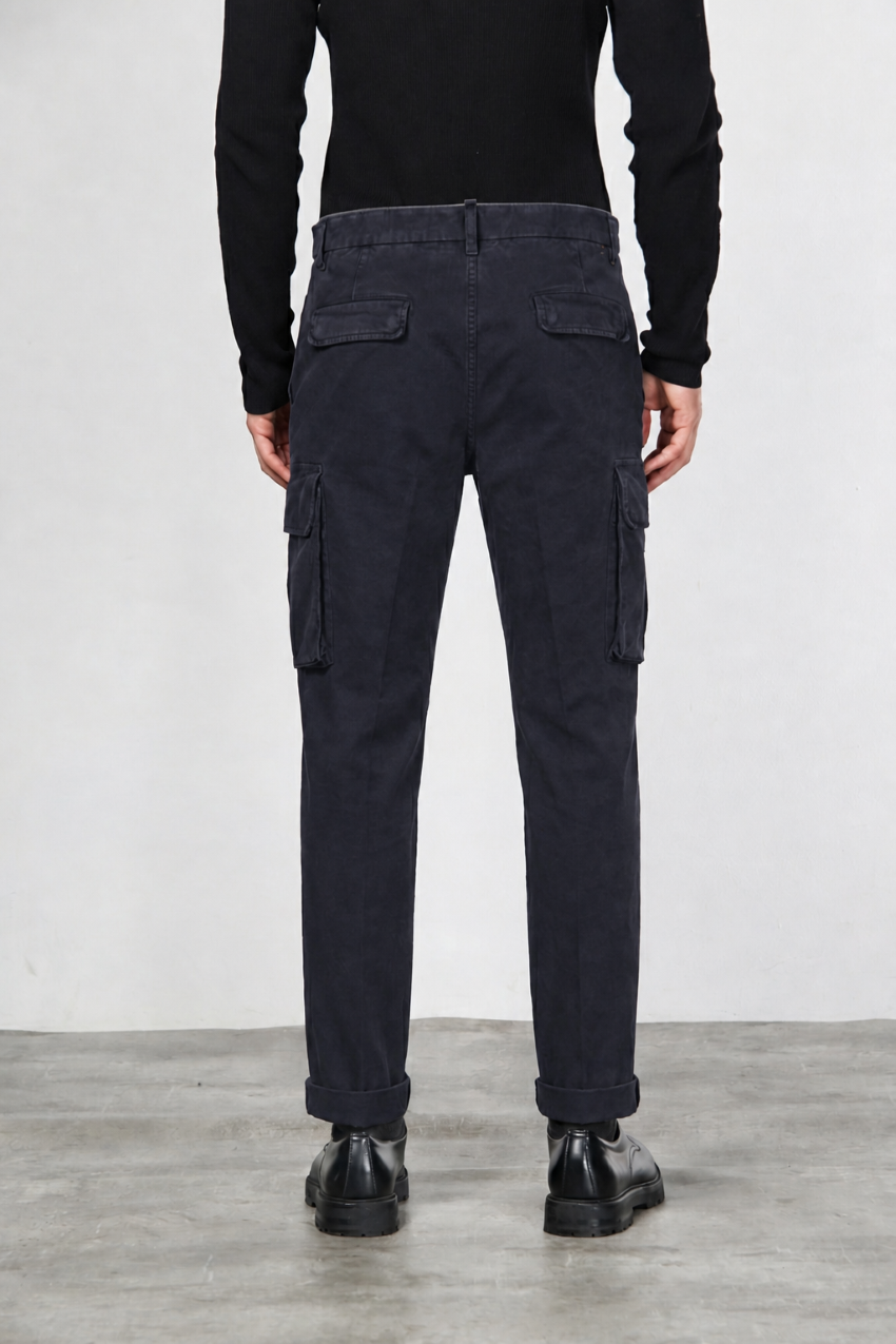 Chile pantalone cargo uomo in gabardina carrot fit