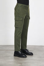 Chile pantalone cargo uomo in gabardina carrot fit