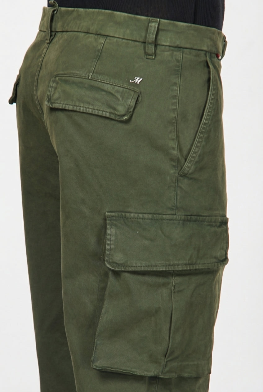 Chile pantalone cargo uomo in gabardina carrot fit