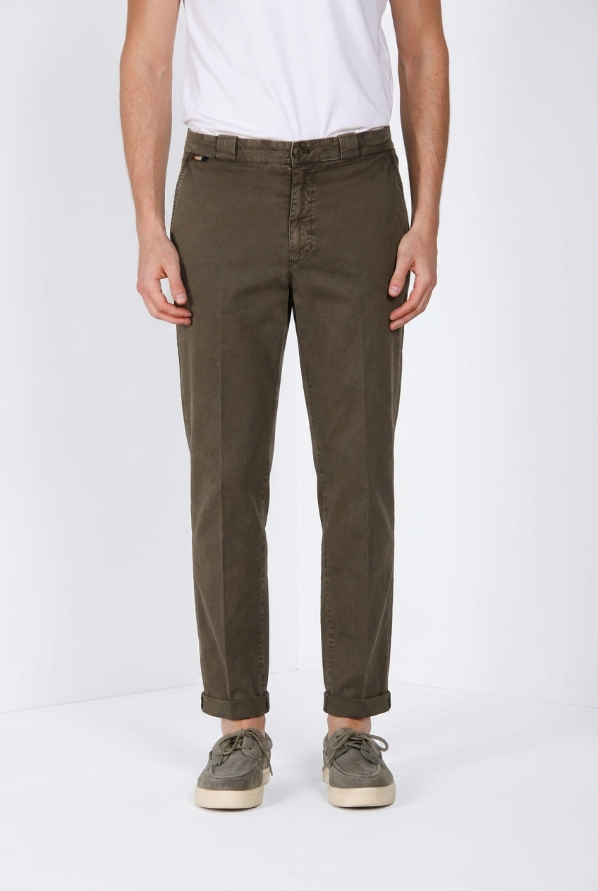 Madison M74 pantalone chino uomo in twill leggero stretch carrot fit