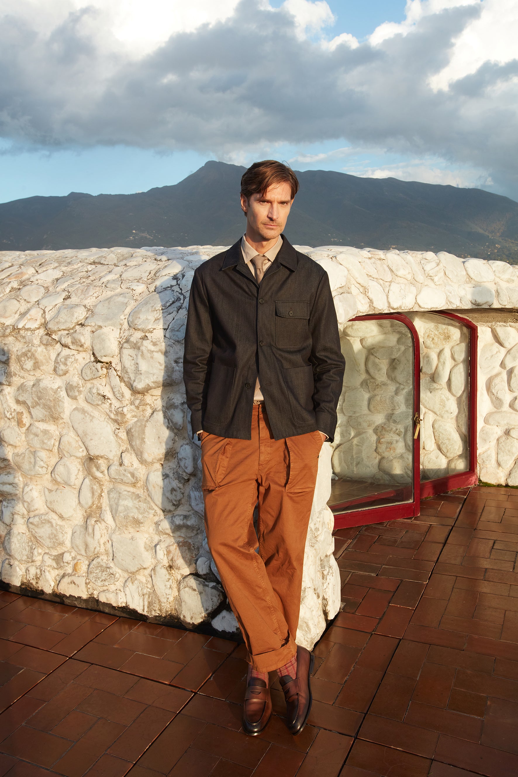 San Luis M74 pantalone cargo uomo in gabardina relaxed fit