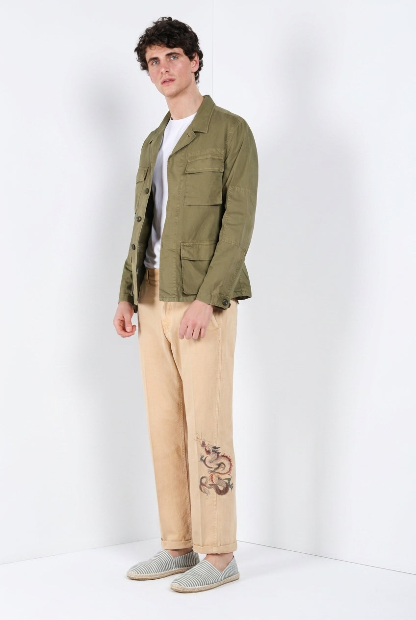 Denver M74 Hose Cargo Herren aus geflammtem Panama relaxed fit ①