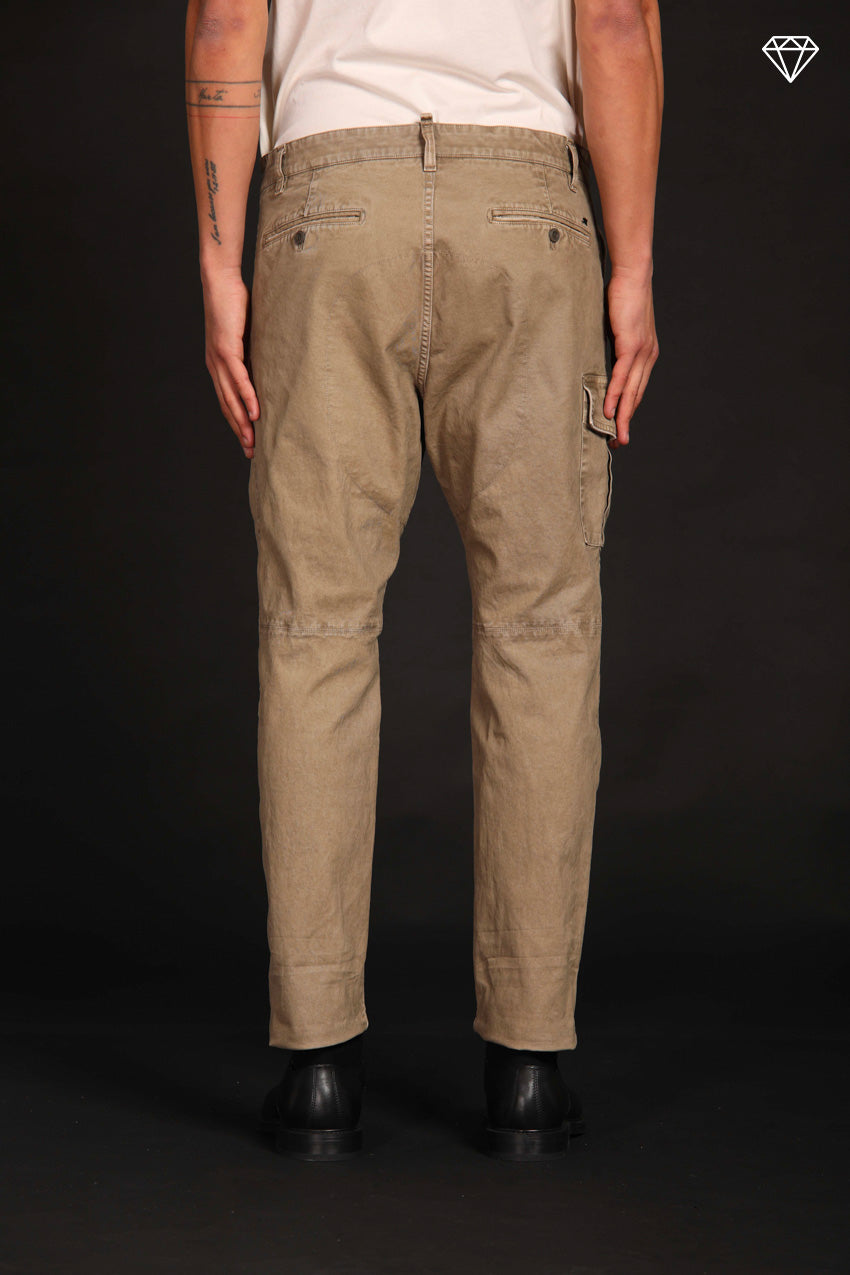 George Coolpocket pantalone cargo uomo in gabardina Logo Limited Edition carrot fit ①