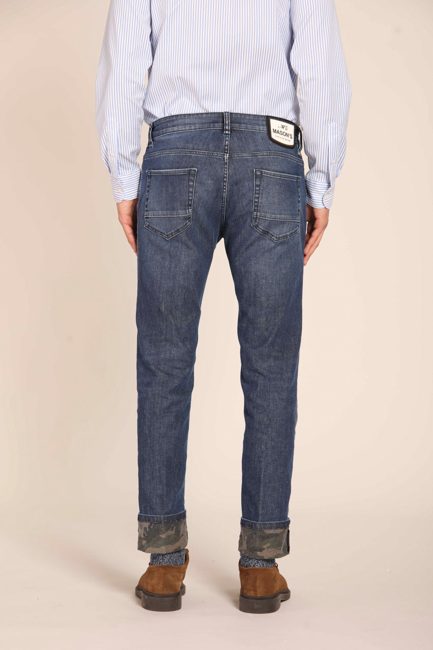 immagine 7 di pantalone chino uomo modello Harris 5 tasche in blu navy fit slim di Mason's