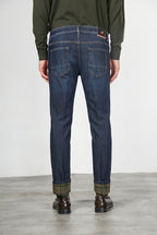 Harris Herren-5-Pocket-Hose aus Denim mit Glencheck-Muster und slim fit
