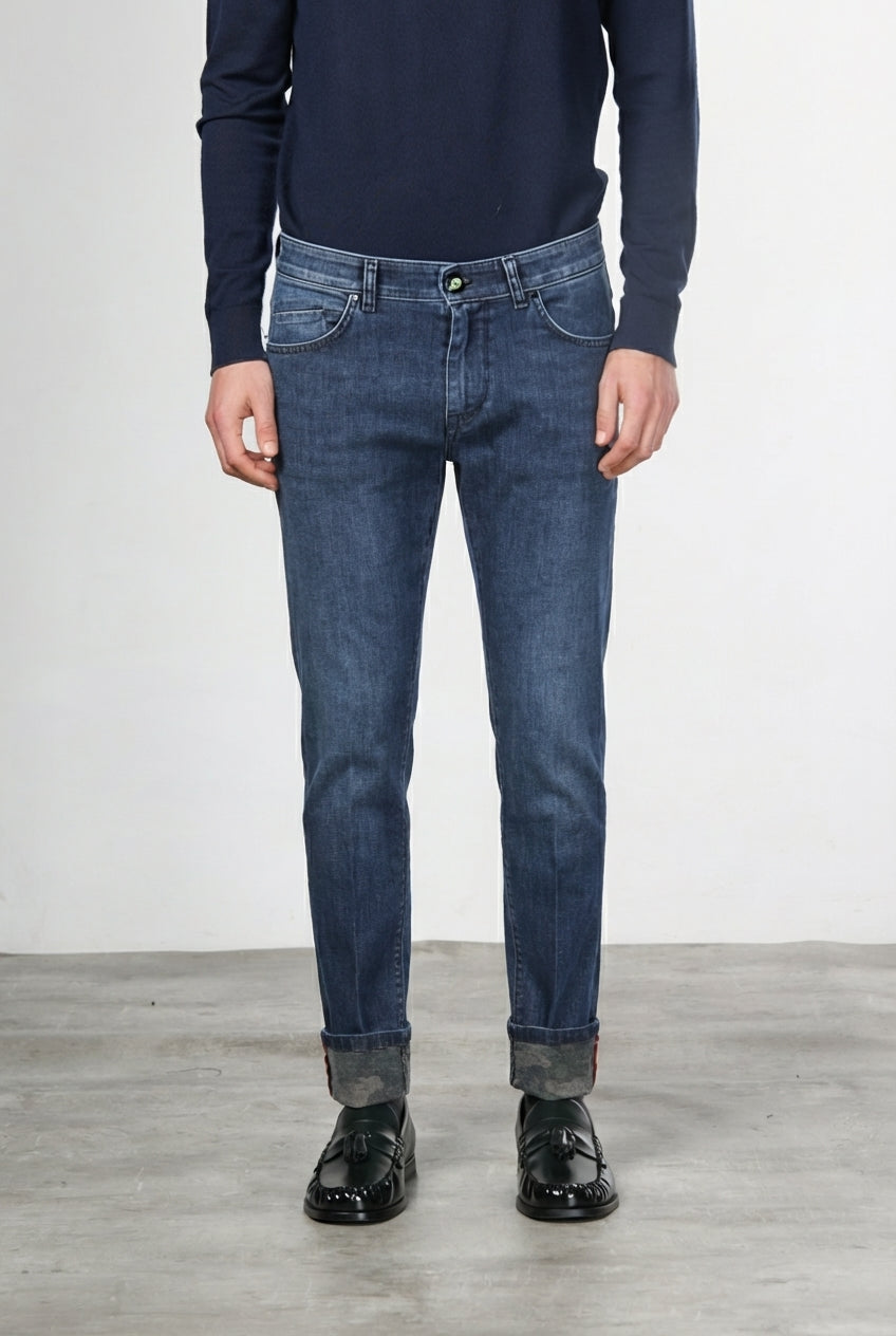 Harris Herren-5-Pocket-Hose aus Denim mit Camouflage-Muster und slim fit