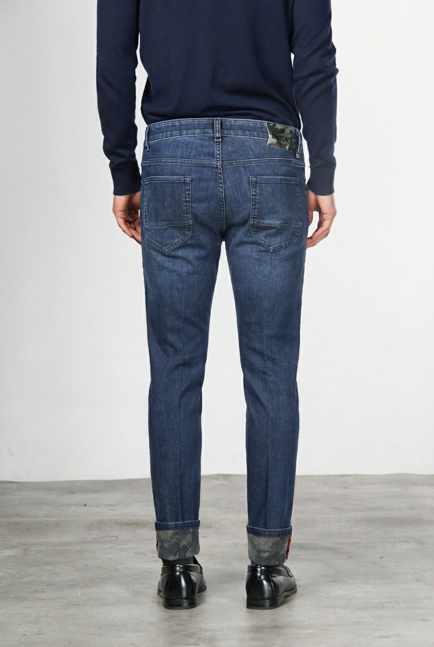 Harris Herren-5-Pocket-Hose aus Denim mit Camouflage-Muster und slim fit