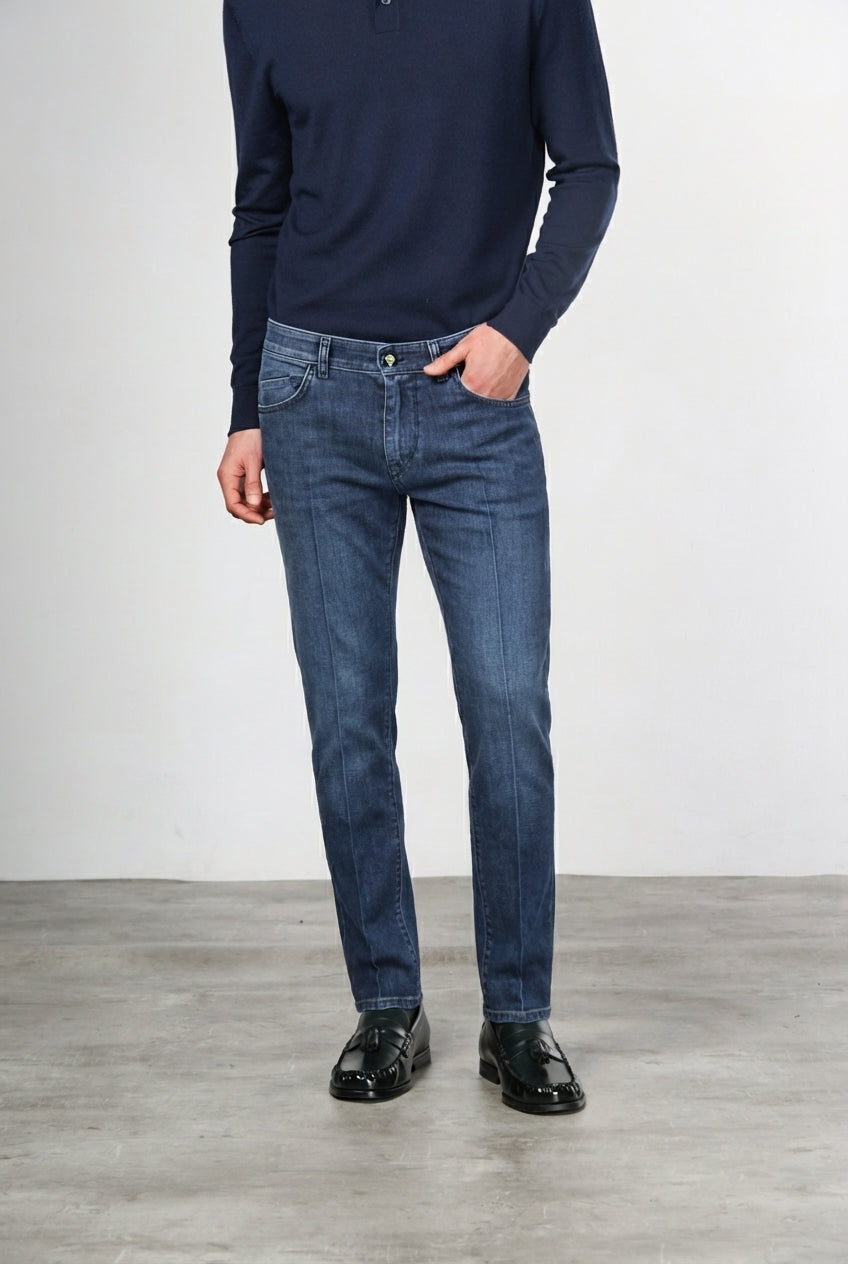 Harris Herren-5-Pocket-Hose aus Denim mit Camouflage-Muster und slim fit
