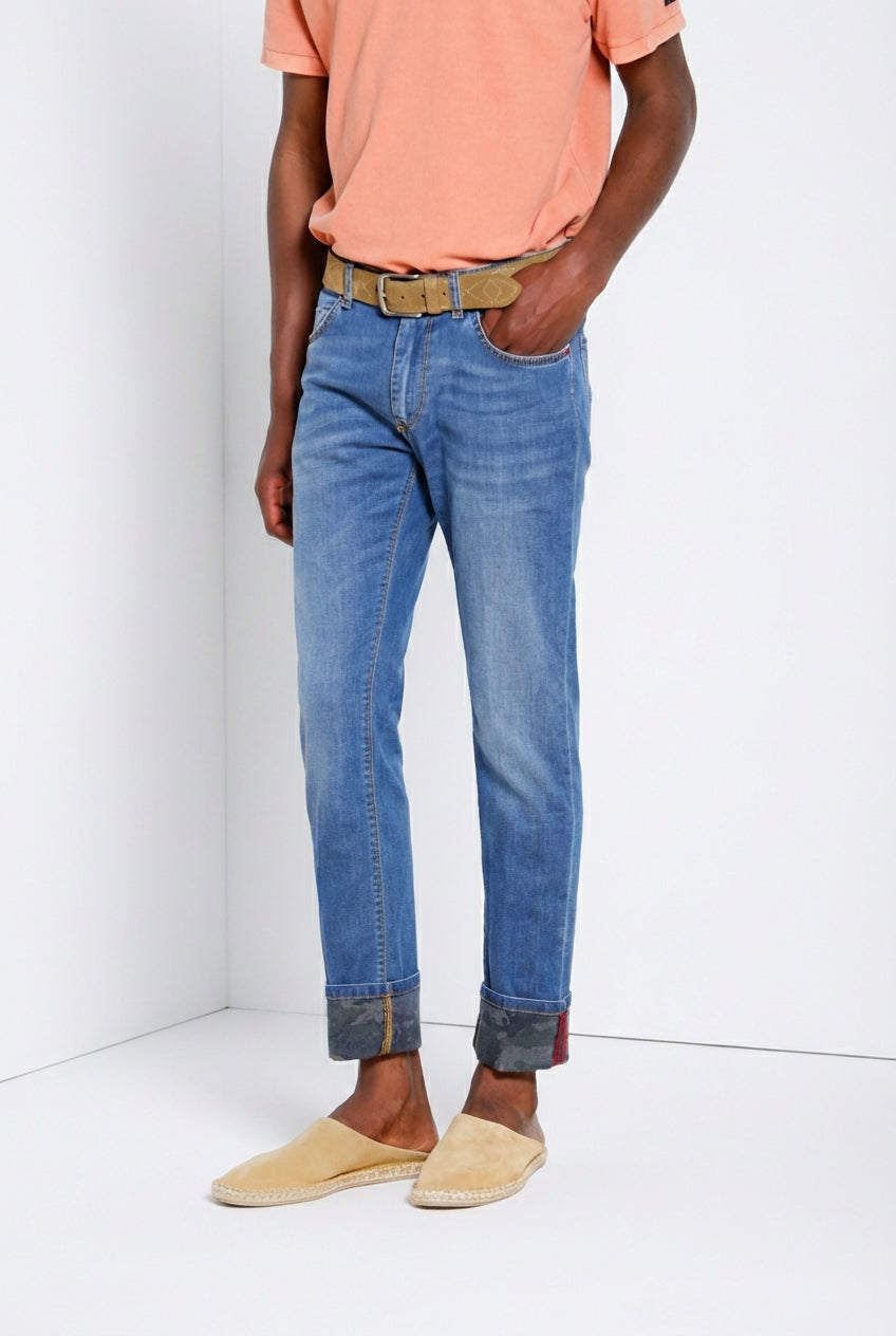 Harris Hose 5-Pocket Herren aus Denim Camouflage-Druck slim fit