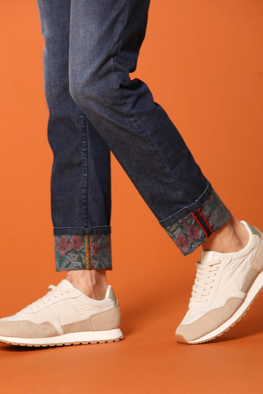 Harris 5 Tasche pantalone uomo denim con stampa interna floreale slim fit