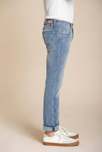 Harris Hose 5-Pocket Herren aus Denim helle Waschung Hawaii-Print slim fit