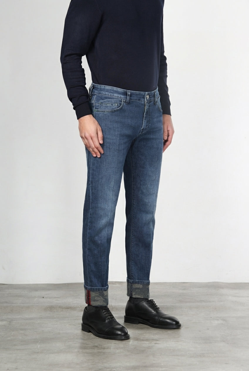 Harris Herren-5-Pocket-Hose aus Denim mit Camouflage-Muster und regular fit