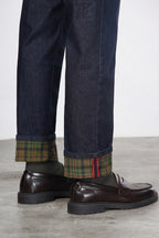 Harris pantalone 5 tasche uomo in denim fantasia galles regular fit