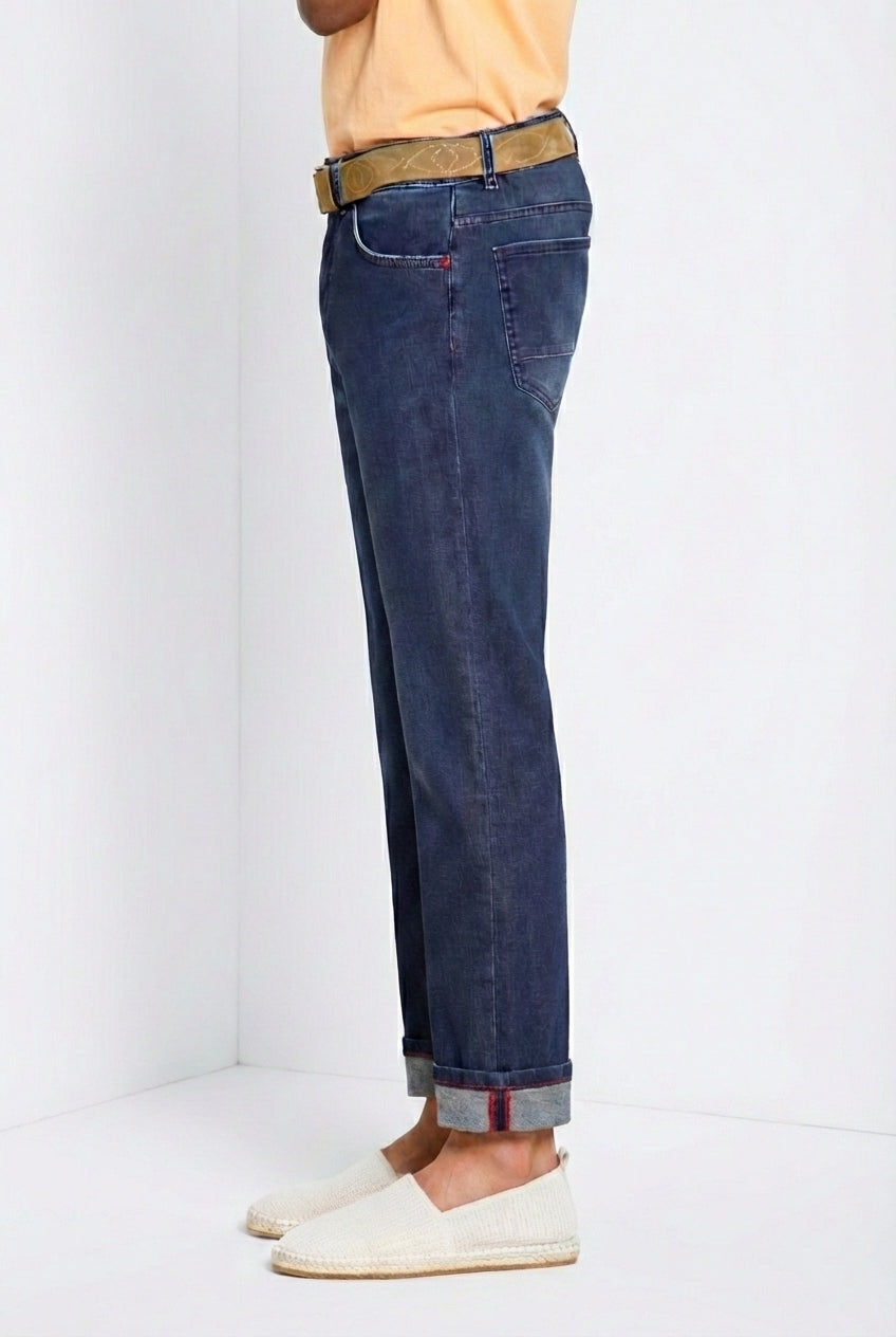 Harris Hose 5-Pocket Herren aus Denim mit Hawaii-Print regular fit