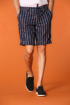 Milano Jogger bermuda chino uomo in denim a righe rosse slim fit