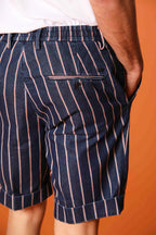 Milano Jogger bermuda chino uomo in denim a righe rosse slim fit