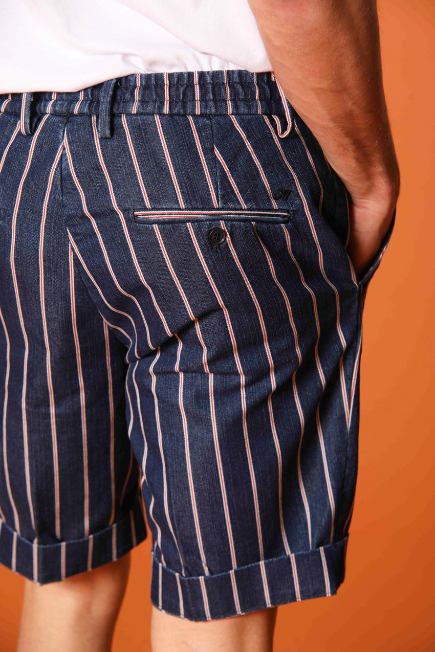 Milano Jogger bermuda chino uomo in denim a righe rosse slim fit