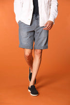 Milano Jogger bermuda chino uomo in denim a righe bianche slim fit