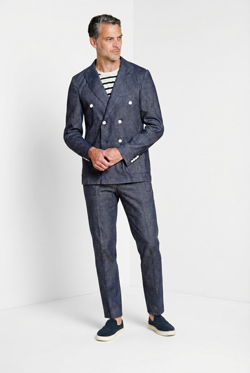 Summer Blazer Jacke Herren zweireihig aus Denim