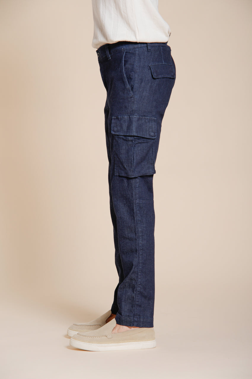 Chile pantalone cargo uomo in denim regular fit